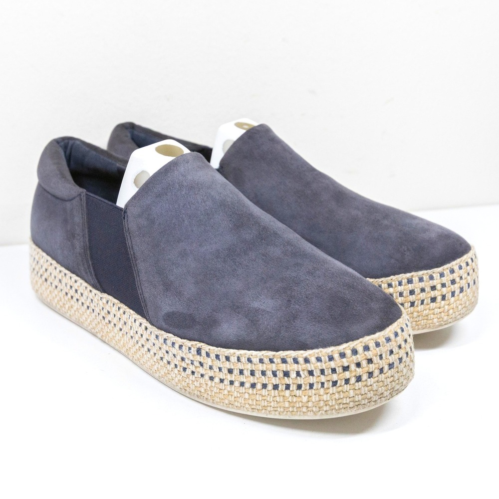 VINCE Wilden Suede Espadrille Platform Slip On Sneaker Slate Blue Sz 9.5